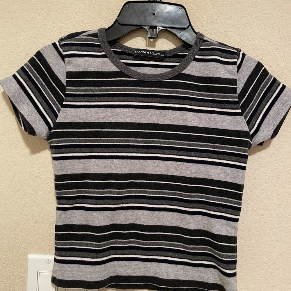 Brandy Melville striped grey/black/white shirt